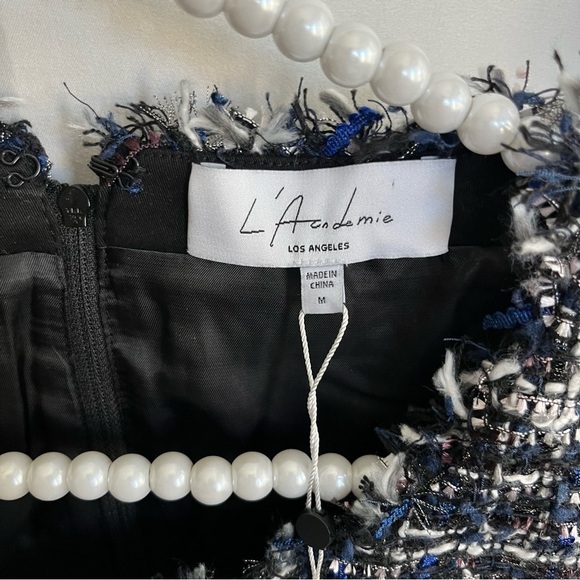 L'Academie Revolve Tweed Cut Out Mini Dress Black Multi - Picture 6 of 7